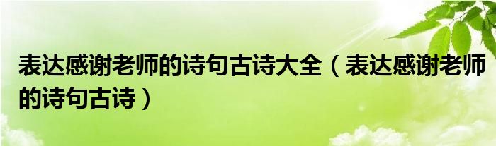 表达感谢老师的诗句古诗大全（表达感谢老师的诗句古诗）