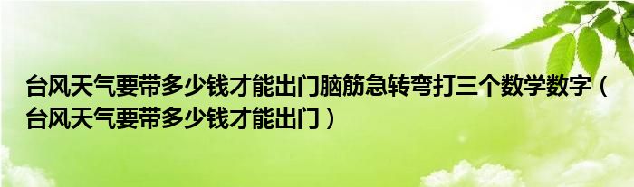 台风天气要带多少钱才能出门脑筋急转弯打三个数学数字（台风天气要带多少钱才能出门）