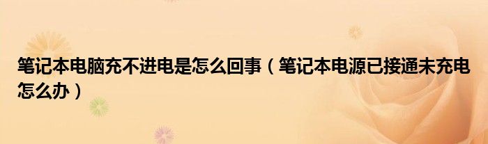 笔记本电脑充不进电是怎么回事（笔记本电源已接通未充电怎么办）