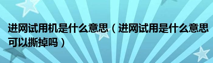 进网试用机是什么意思（进网试用是什么意思可以撕掉吗）