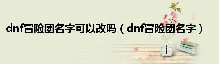 dnf冒险团名字可以改吗（dnf冒险团名字）