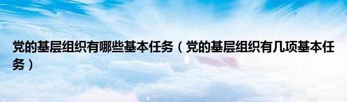 党的基层组织有哪些基本任务（党的基层组织有几项基本任务）