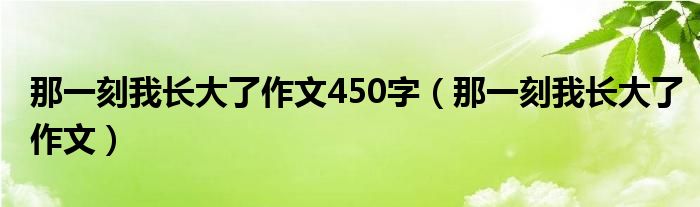 那一刻我长大了作文450字（那一刻我长大了作文）