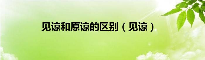 见谅和原谅的区别（见谅）