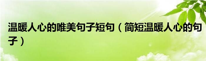 温暖人心的唯美句子短句（简短温暖人心的句子）