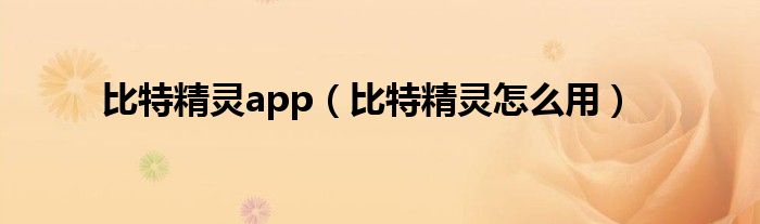 比特精灵app（比特精灵怎么用）