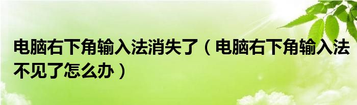 电脑右下角输入法消失了（电脑右下角输入法不见了怎么办）