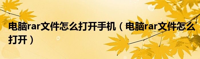 电脑rar文件怎么打开手机（电脑rar文件怎么打开）