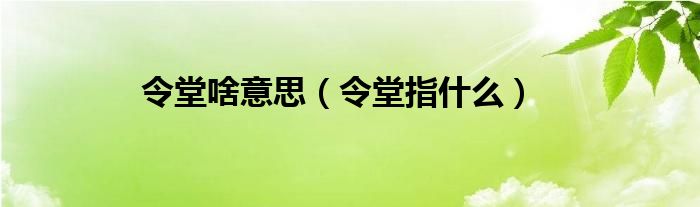 令堂啥意思（令堂指什么）