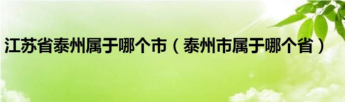 江苏省泰州属于哪个市（泰州市属于哪个省）