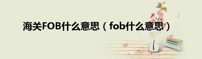 海关FOB什么意思（fob什么意思）