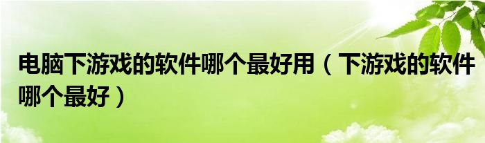 电脑下游戏的软件哪个最好用（下游戏的软件哪个最好）