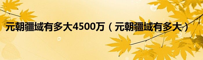 元朝疆域有多大4500万（元朝疆域有多大）