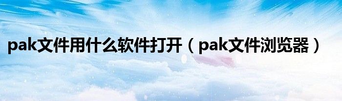 pak文件用什么软件打开（pak文件浏览器）