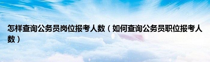 怎样查询公务员岗位报考人数（如何查询公务员职位报考人数）