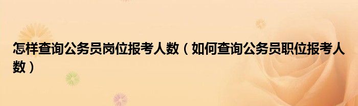 怎样查询公务员岗位报考人数（如何查询公务员职位报考人数）