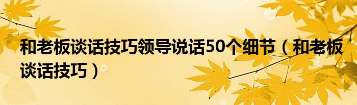 和老板谈话技巧领导说话50个细节（和老板谈话技巧）