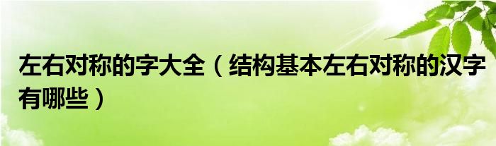 左右对称的字大全（结构基本左右对称的汉字有哪些）