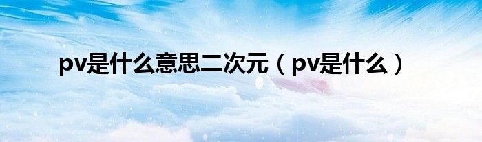 pv是什么意思二次元（pv是什么）