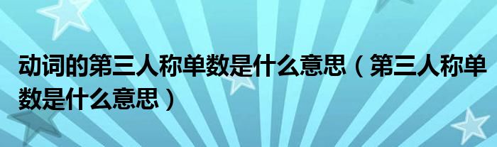 动词的第三人称单数是什么意思（第三人称单数是什么意思）