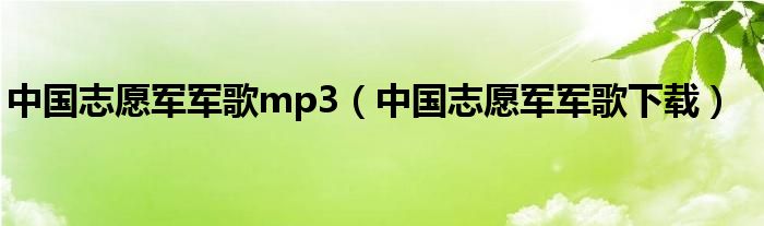 中国志愿军军歌mp3（中国志愿军军歌下载）