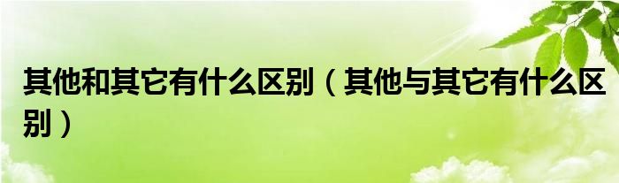 其他和其它有什么区别（其他与其它有什么区别）