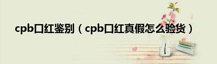 cpb口红鉴别（cpb口红真假怎么验货）