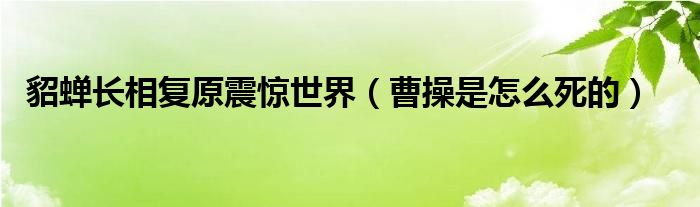 貂蝉长相复原震惊世界（曹操是怎么死的）