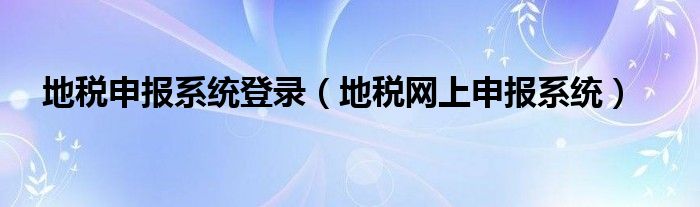 地税申报系统登录（地税网上申报系统）