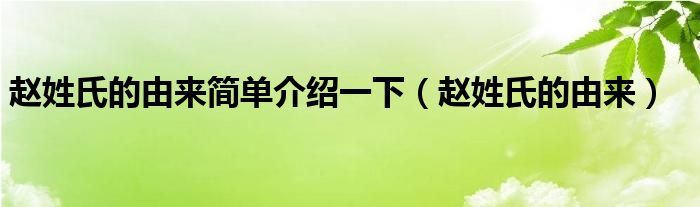 赵姓氏的由来简单介绍一下（赵姓氏的由来）