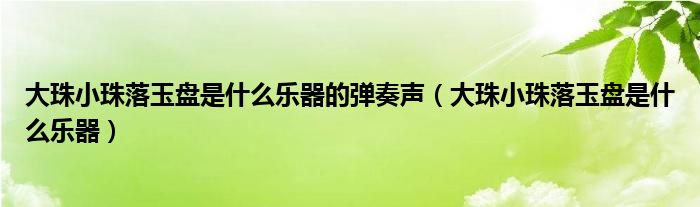 大珠小珠落玉盘是什么乐器的弹奏声（大珠小珠落玉盘是什么乐器）