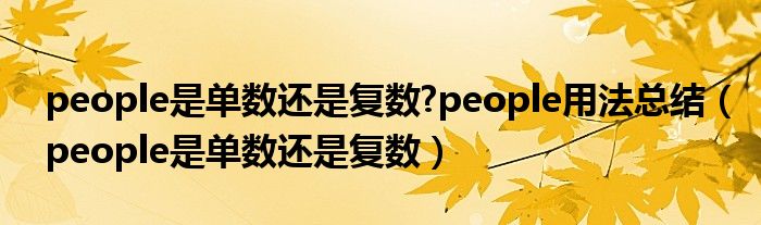 people是单数还是复数?people用法总结（people是单数还是复数）