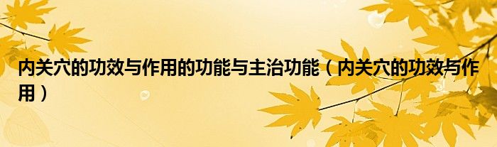 内关穴的功效与作用的功能与主治功能（内关穴的功效与作用）