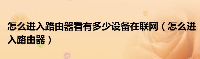 怎么进入路由器看有多少设备在联网（怎么进入路由器）