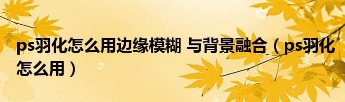 ps羽化怎么用边缘模糊 与背景融合（ps羽化怎么用）