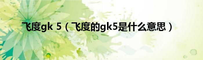 飞度gk 5（飞度的gk5是什么意思）