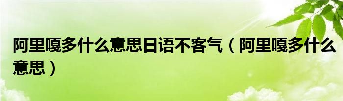 阿里嘎多什么意思日语不客气（阿里嘎多什么意思）