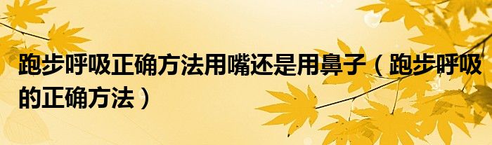 跑步呼吸正确方法用嘴还是用鼻子（跑步呼吸的正确方法）