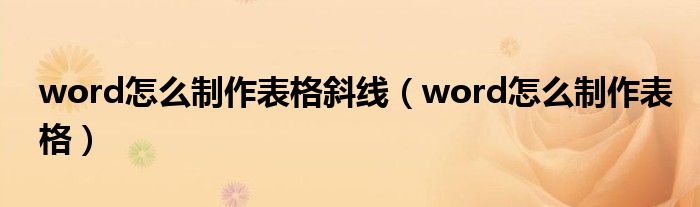 word怎么制作表格斜线（word怎么制作表格）