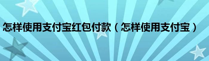 怎样使用支付宝红包付款（怎样使用支付宝）