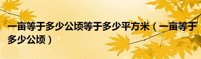 一亩等于多少公顷等于多少平方米（一亩等于多少公顷）