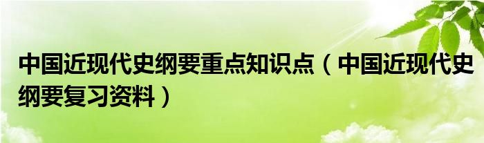 中国近现代史纲要重点知识点（中国近现代史纲要复习资料）