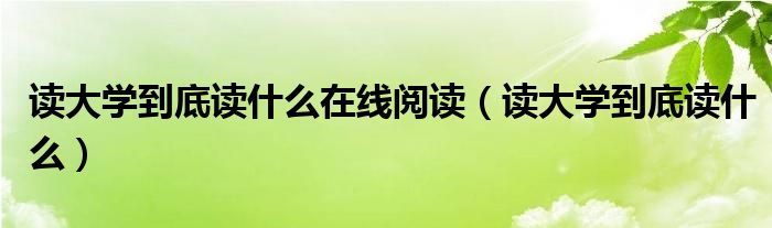 读大学到底读什么在线阅读（读大学到底读什么）