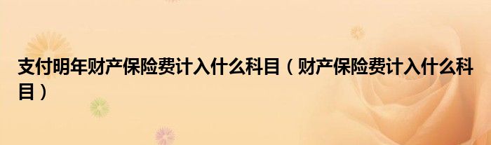 支付明年财产保险费计入什么科目（财产保险费计入什么科目）