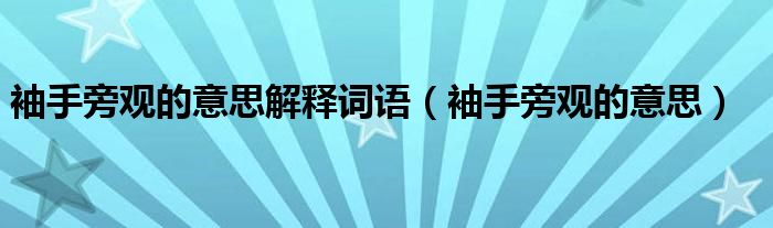 袖手旁观的意思解释词语（袖手旁观的意思）