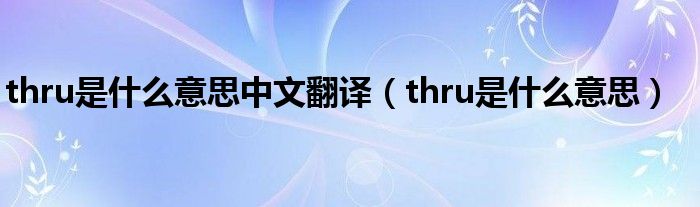 thru是什么意思中文翻译（thru是什么意思）