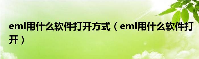 eml用什么软件打开方式（eml用什么软件打开）