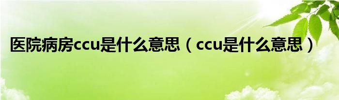 医院病房ccu是什么意思（ccu是什么意思）