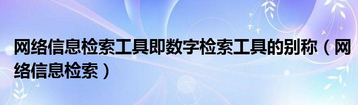 网络信息检索工具即数字检索工具的别称（网络信息检索）