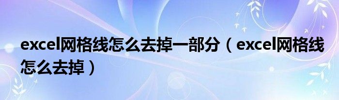 excel网格线怎么去掉一部分（excel网格线怎么去掉）